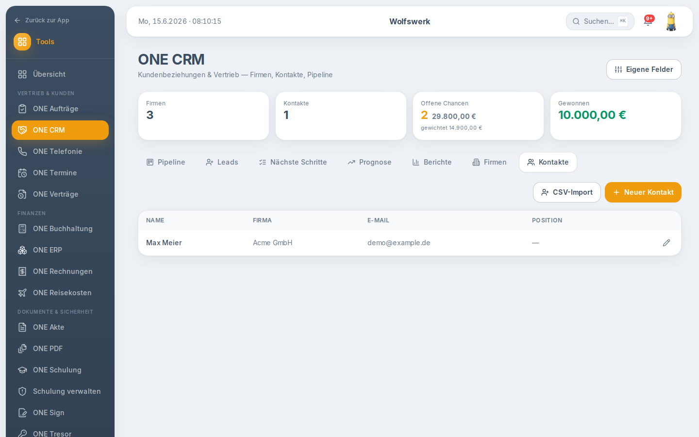 Kontakte in crm