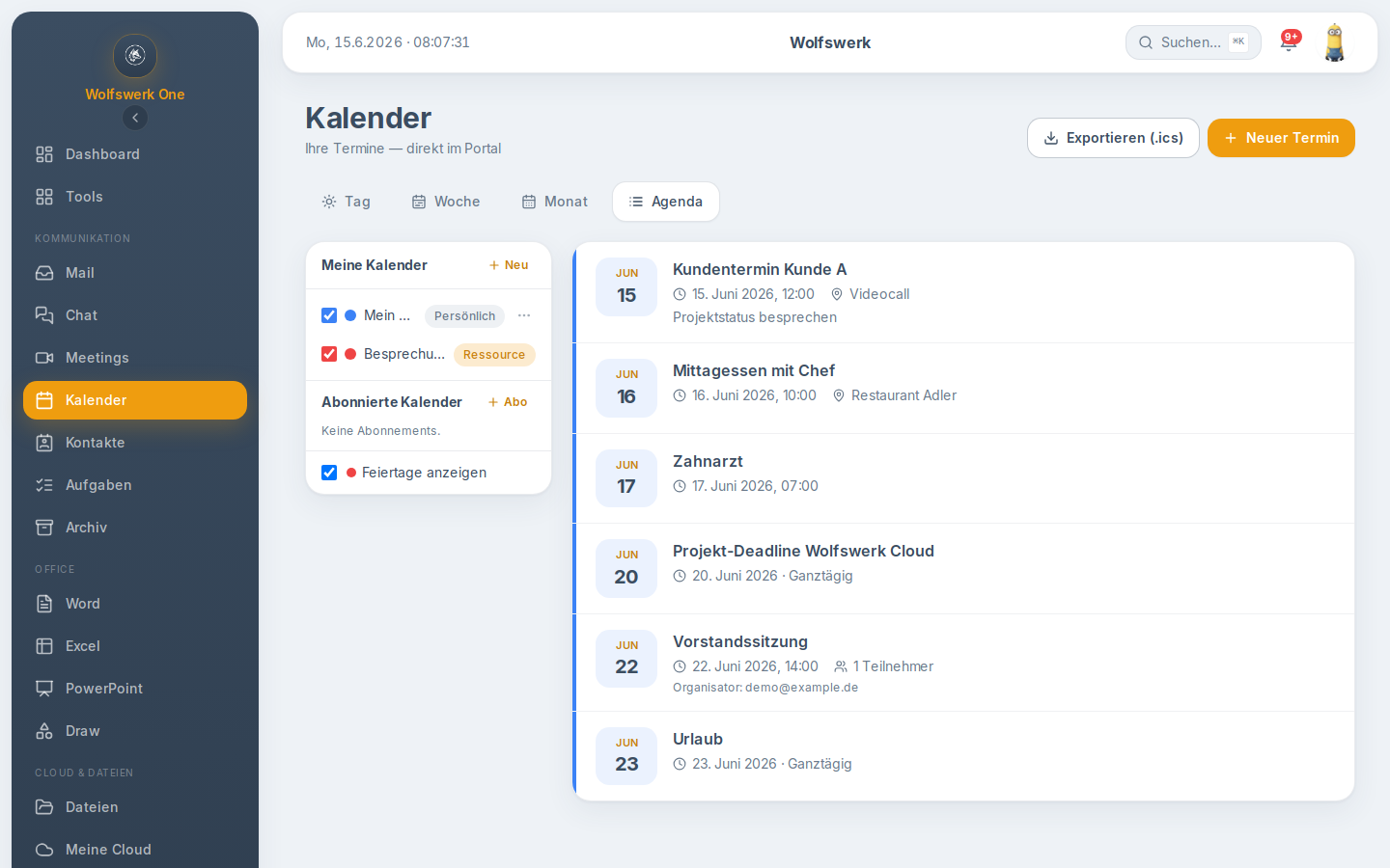 Agenda in kalender
