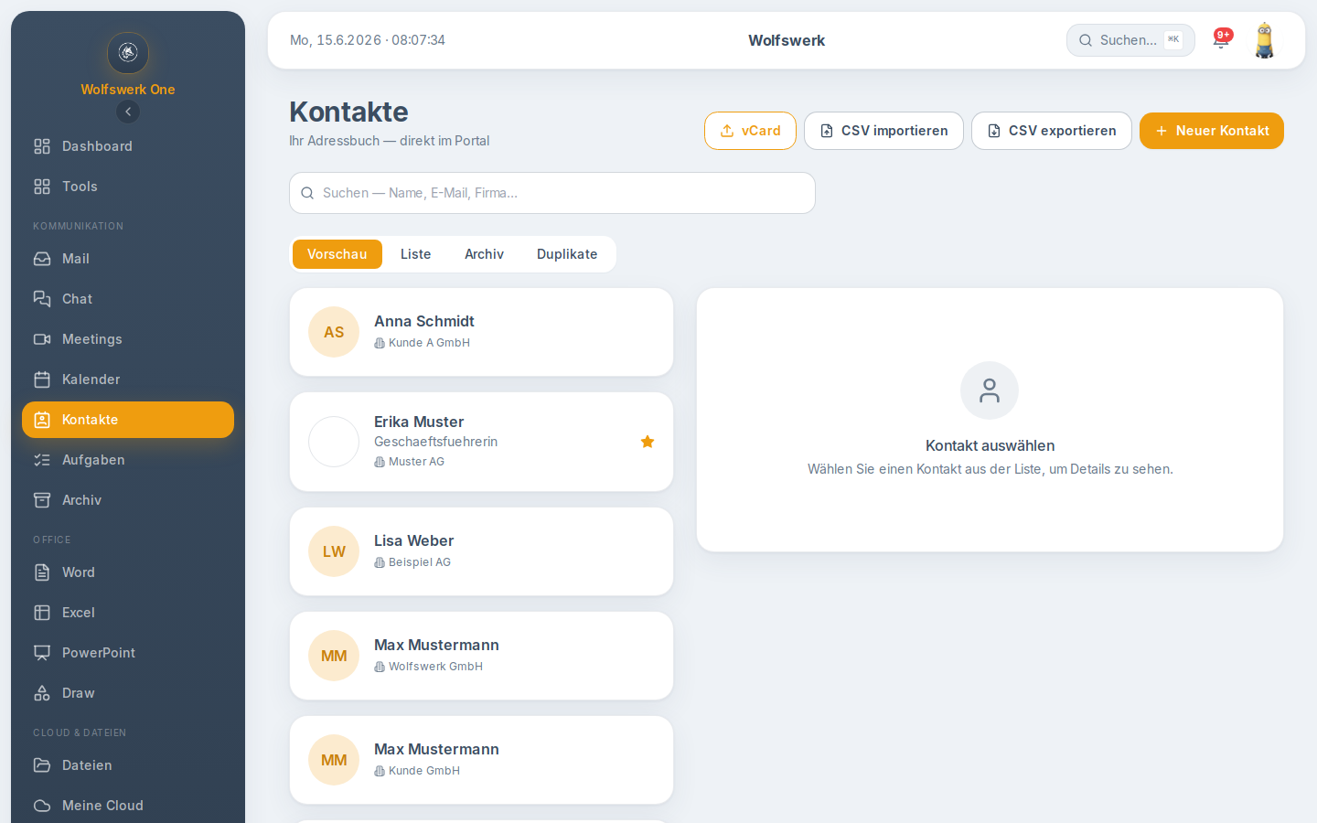 vCard in kontakte