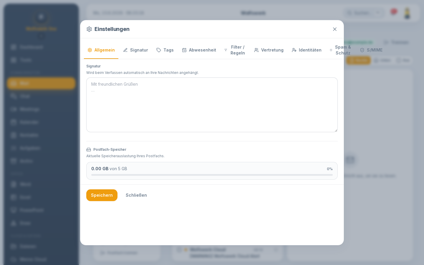 Einstellungen: Allgemein in mail