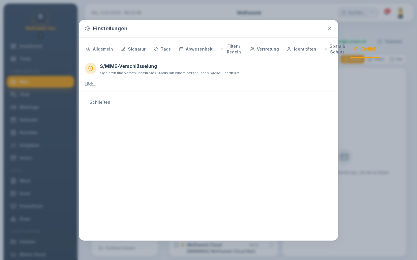 Einstellungen: S/MIME in mail
