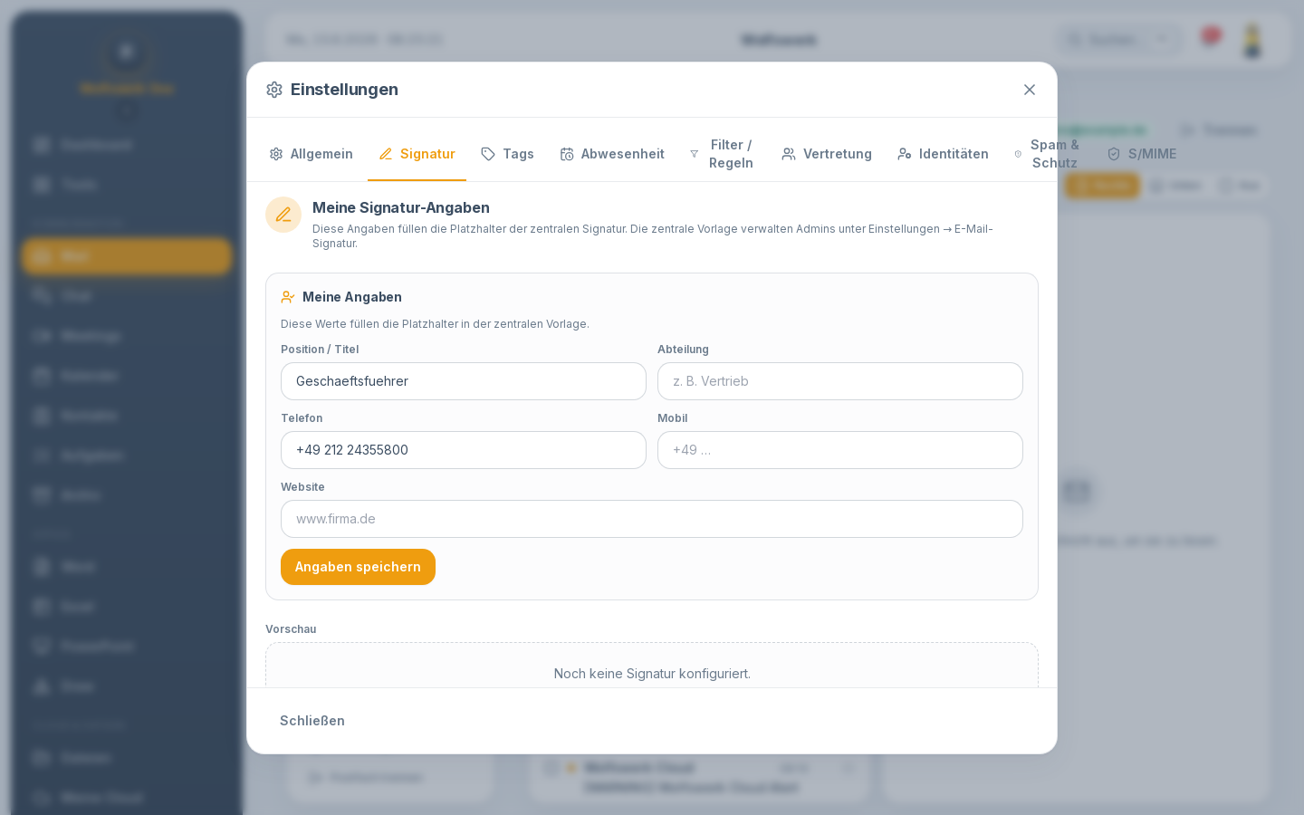 Einstellungen: Signatur in mail