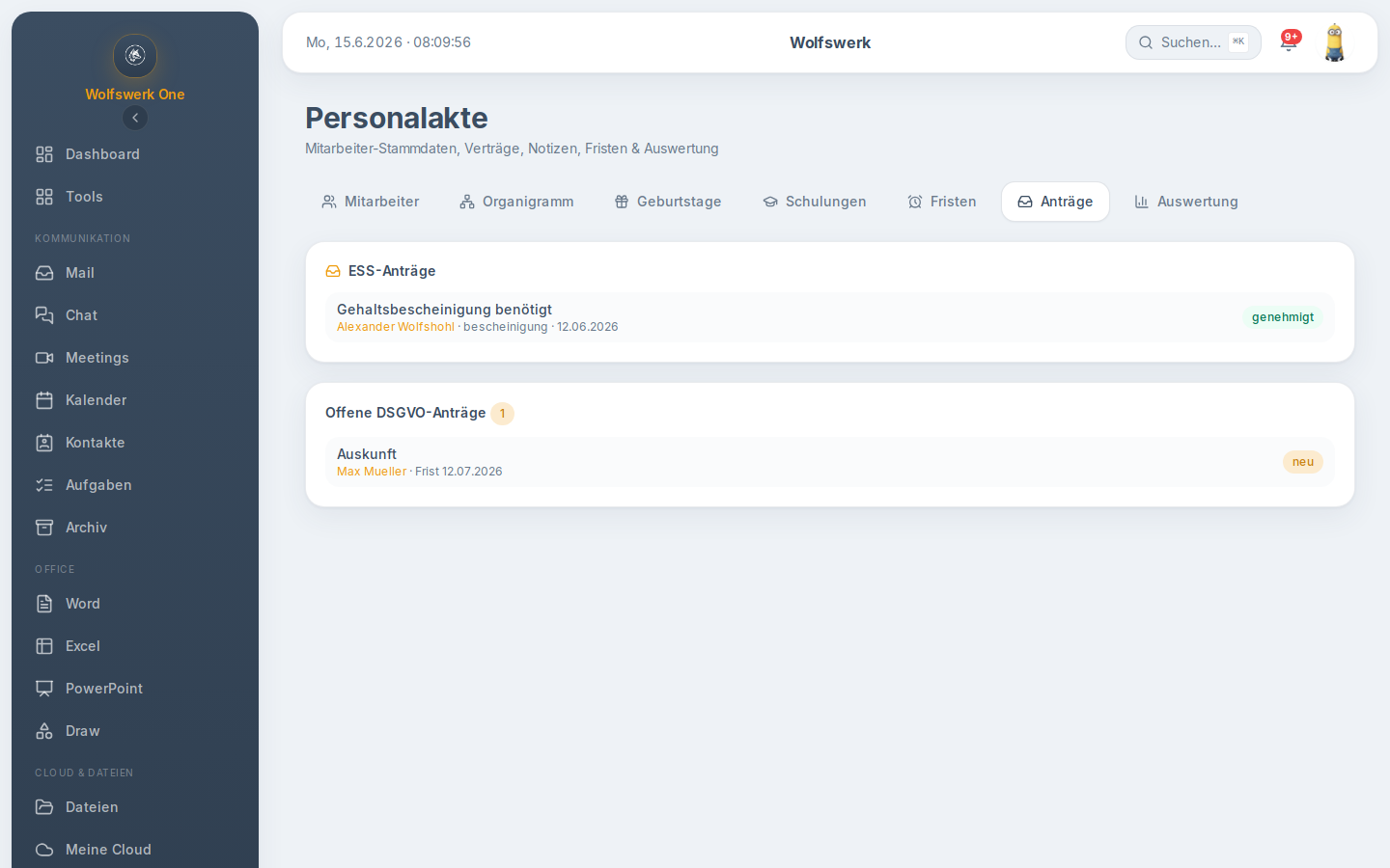 Anträge in personalakte
