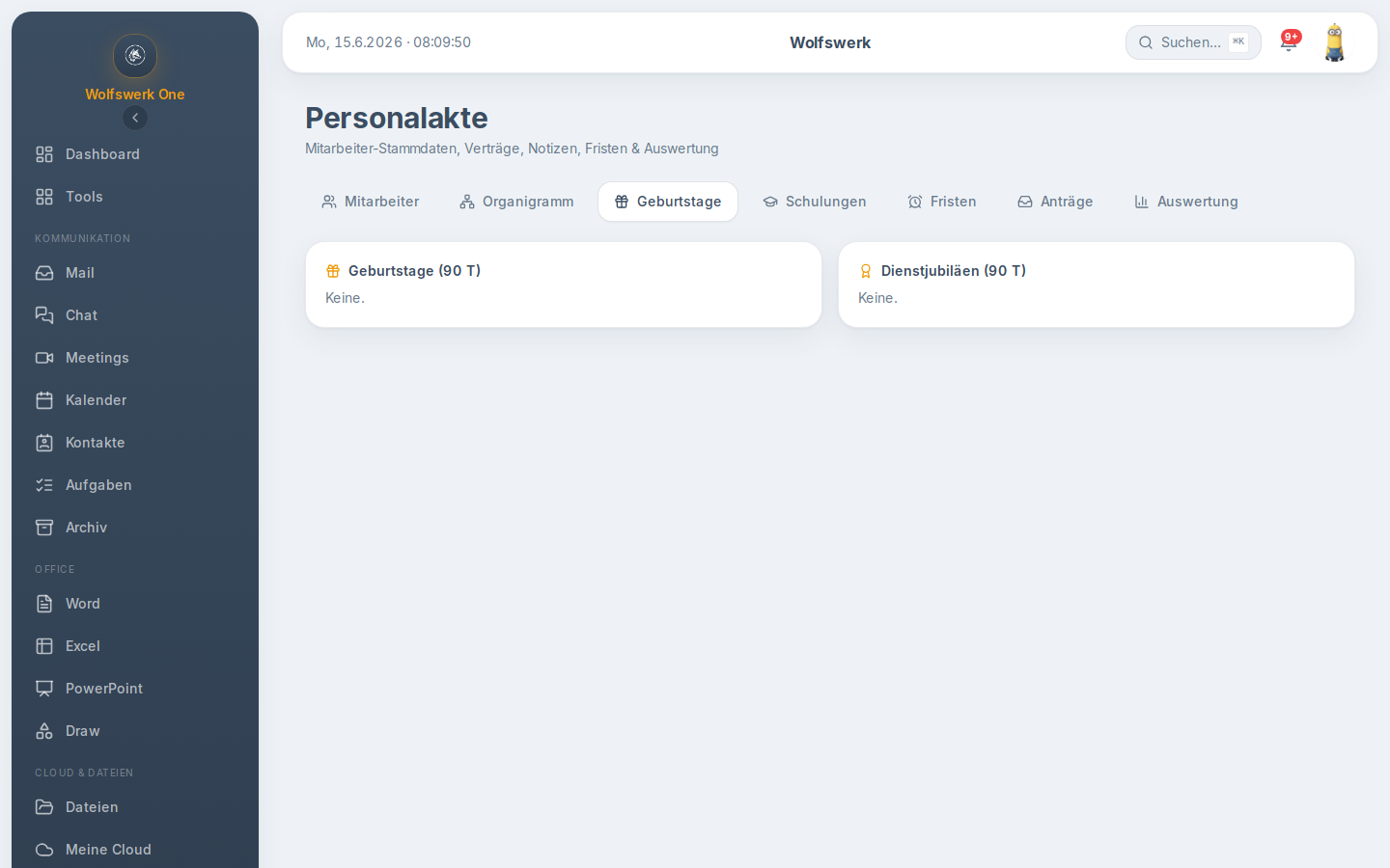 Geburtstage in personalakte