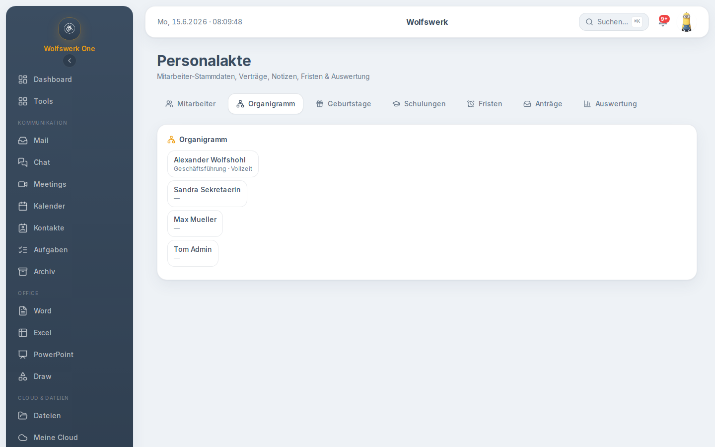 Organigramm in personalakte
