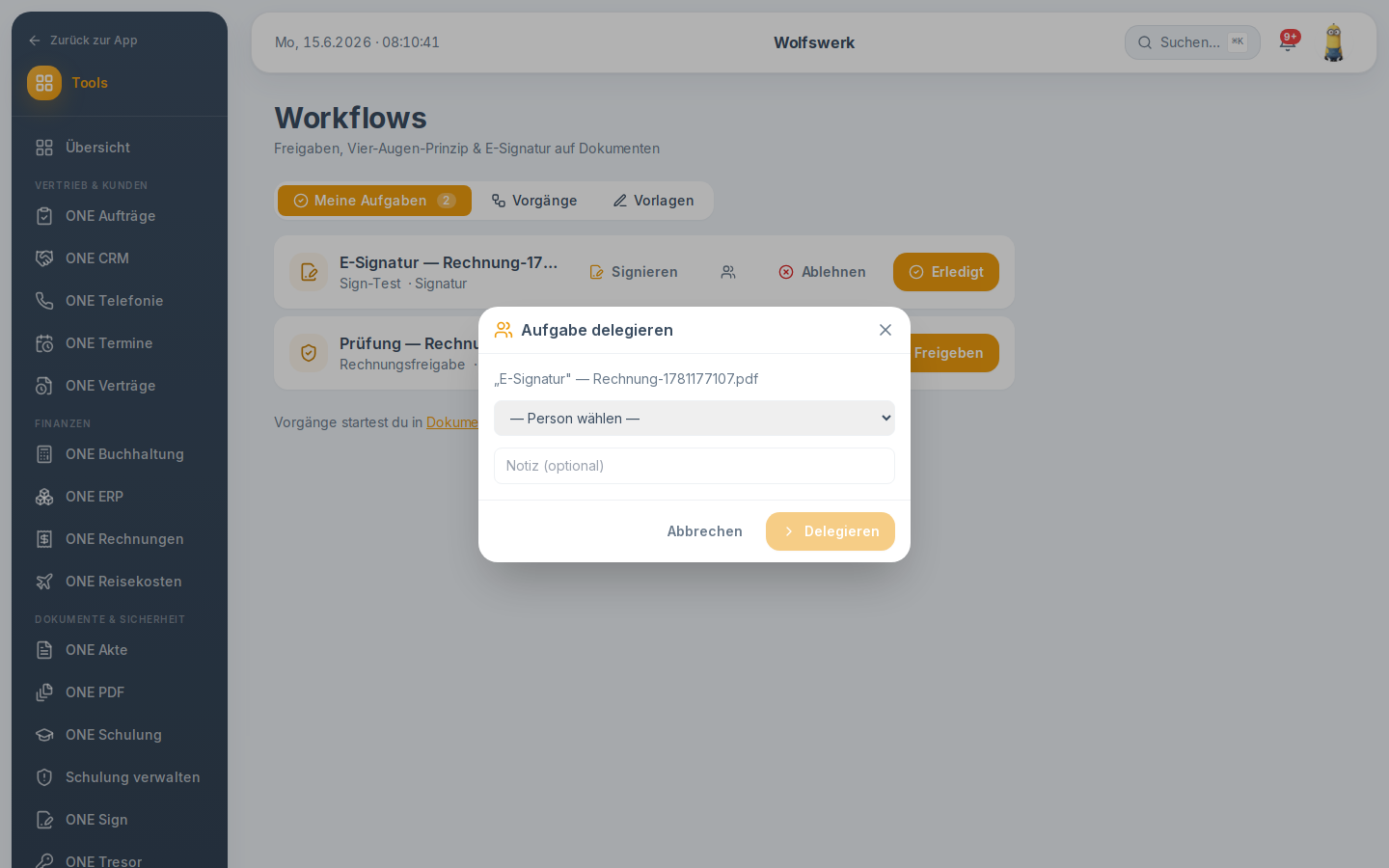 Ablehnen in workflows
