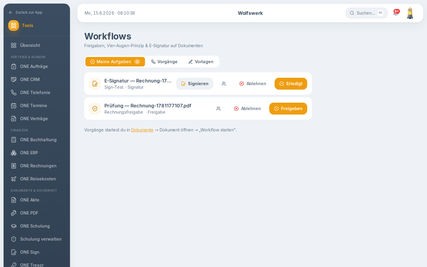 Signieren in workflows
